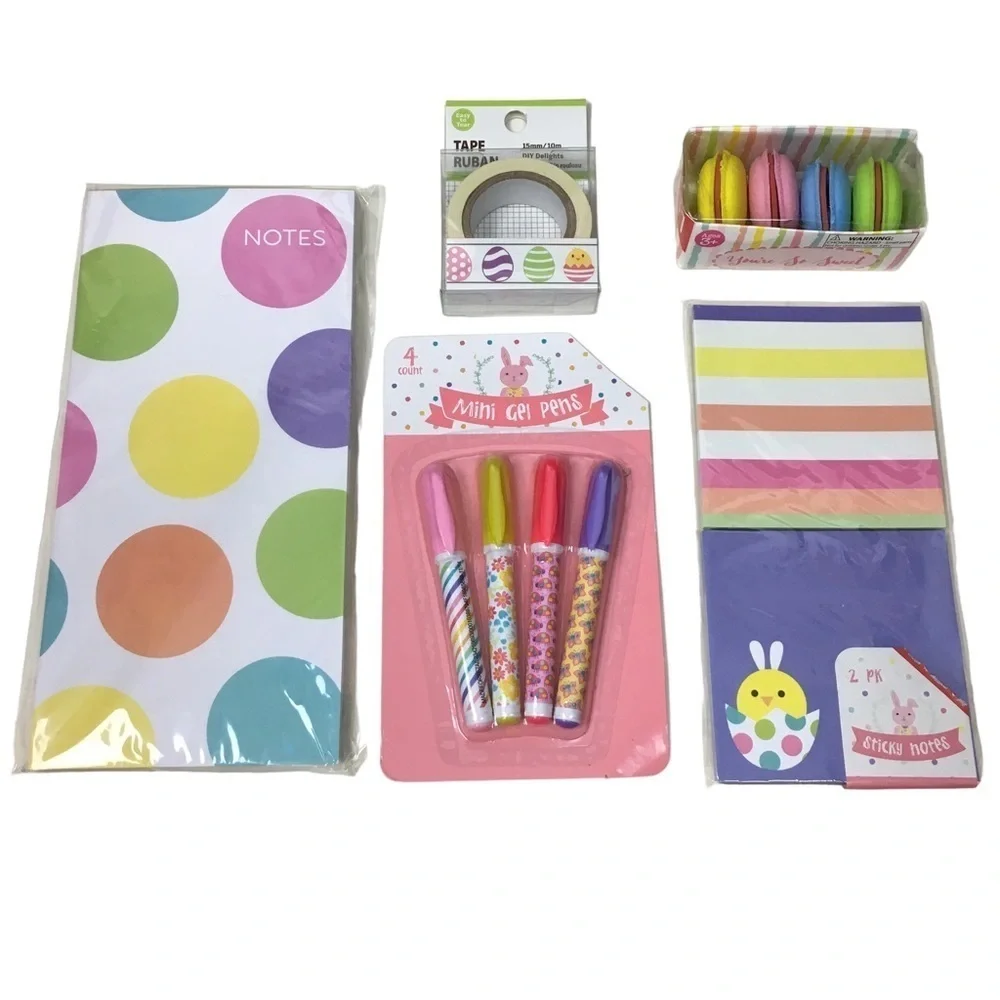 EASTER Stationery List Pad Sticky Notes Macaroon Erasers Gel Pens Washi Tape